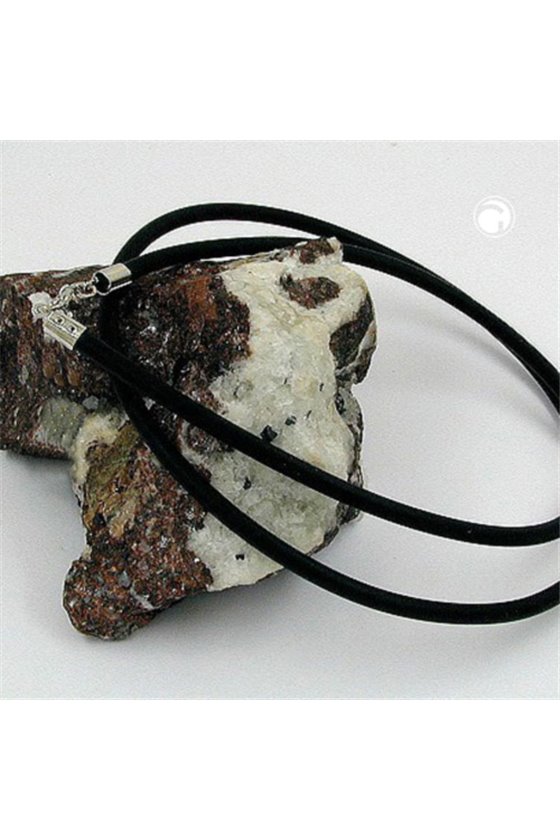 NECKLACE 4MM RUBBER BAND SILVER-COLOURED CLASP 80CM