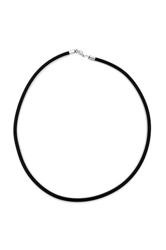 NECKLACE 4MM RUBBER BAND SILVER-COLOURED CLASP 80CM