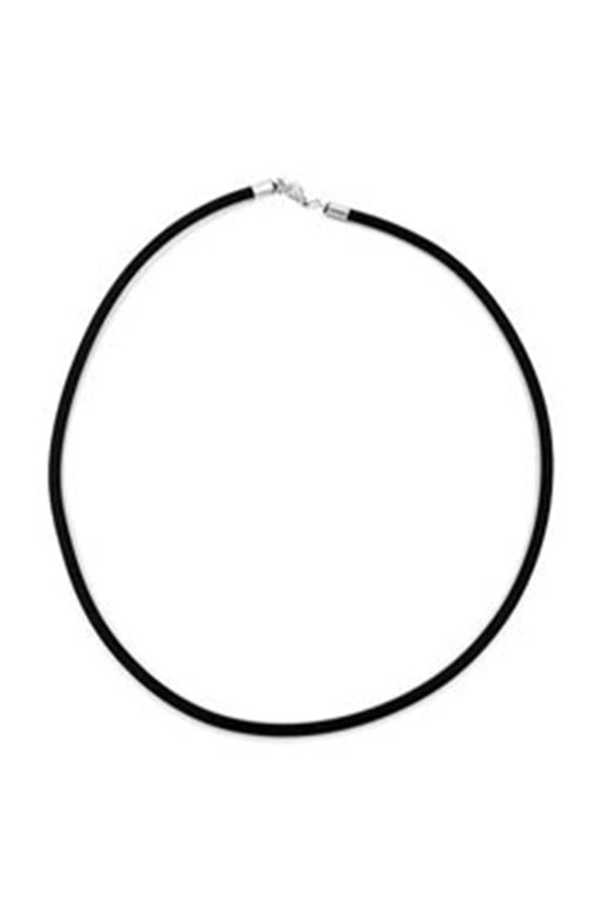 NECKLACE 4MM RUBBER BAND SILVER-COLOURED CLASP 70CM