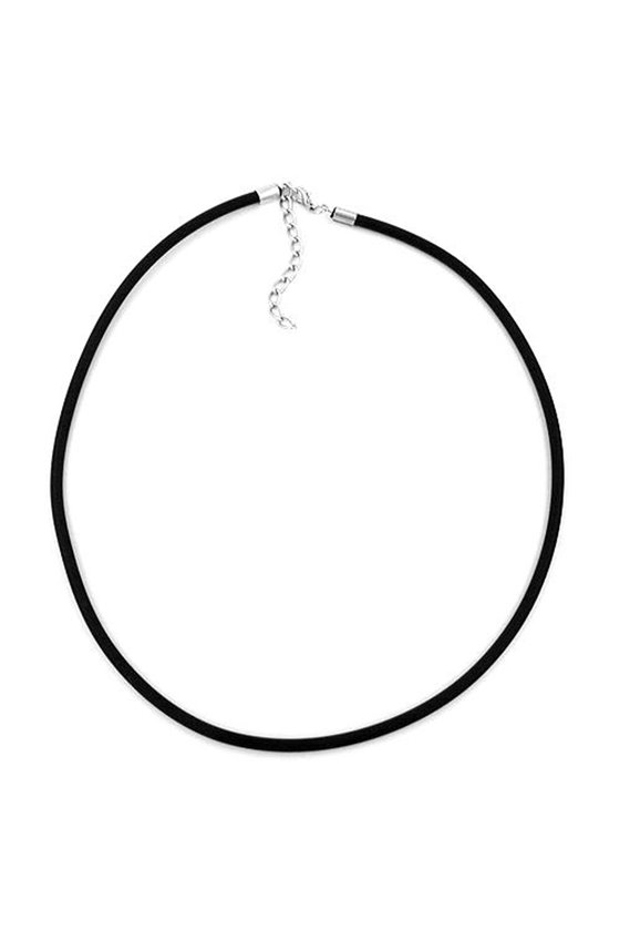 NECKLACE 4MM RUBBER BAND SILVER-COLOURED CLASP 60CM
