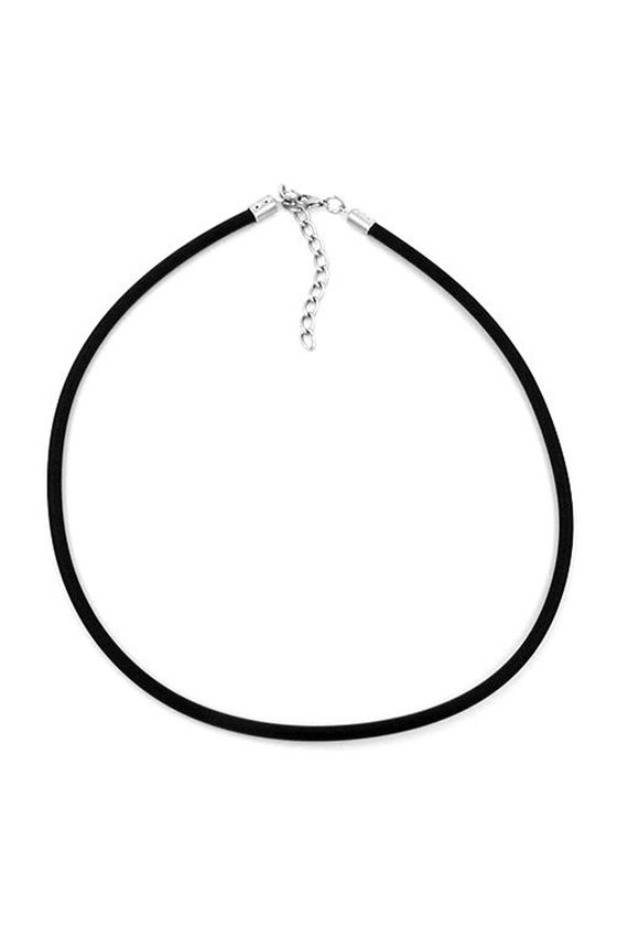 NECKLACE 4MM RUBBER BAND SILVER-COLOURED CLASP 42CM