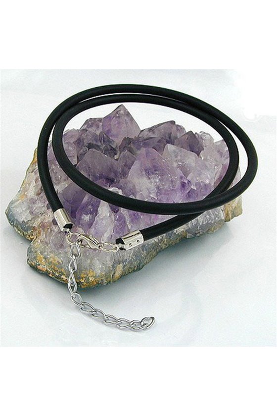 NECKLACE 4MM RUBBER BAND SILVER-COLOURED CLASP 40CM