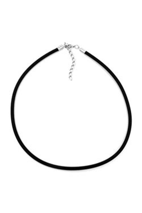 NECKLACE 4MM RUBBER BAND SILVER-COLOURED CLASP 40CM
