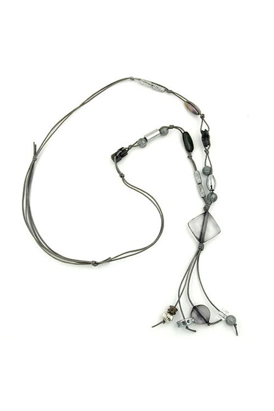 NECKLACE GREY-SILK BEADS