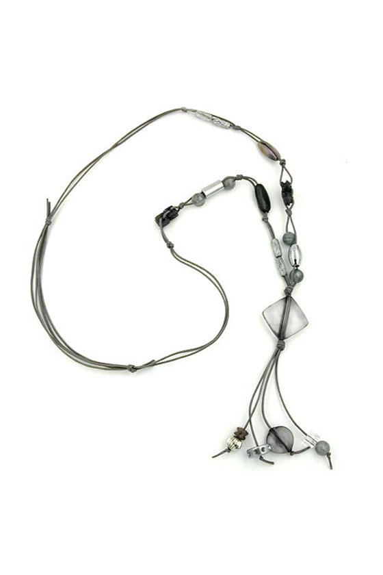 NECKLACE GREY-SILK BEADS