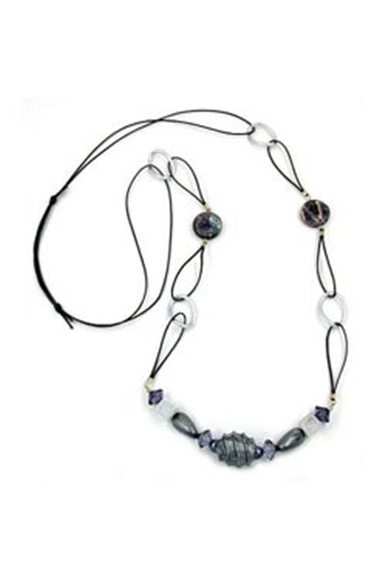 NECKLACE LIGHT GREY BEADS 100CM