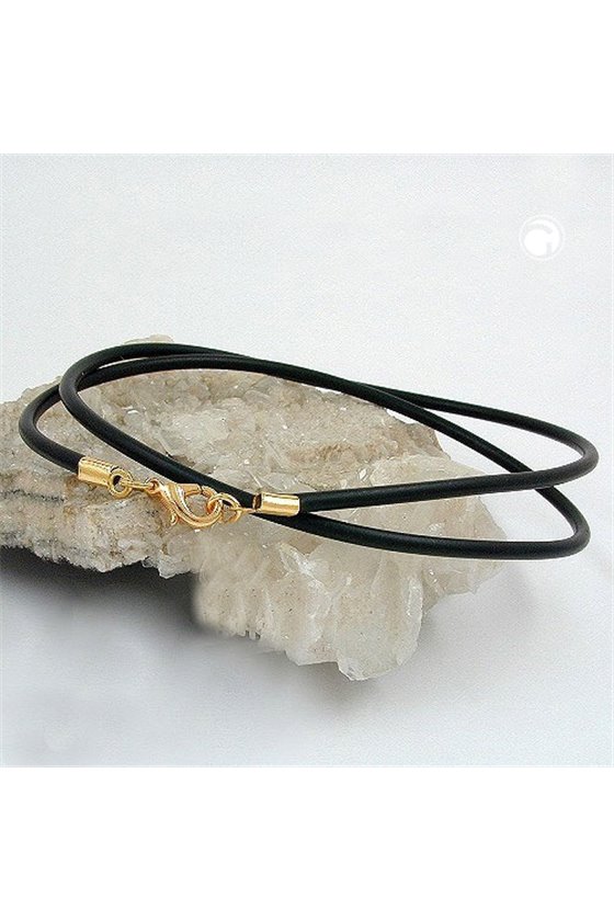 NECKLACE 3MM RUBBER BAND GOLD-PLATED CLASP 60CM