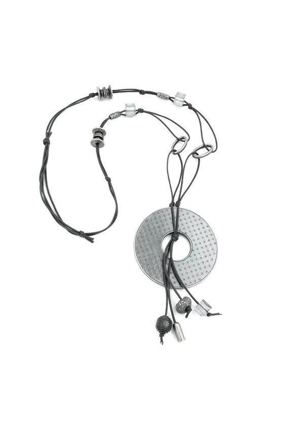 NECKLACE GREY BEADS 90CM