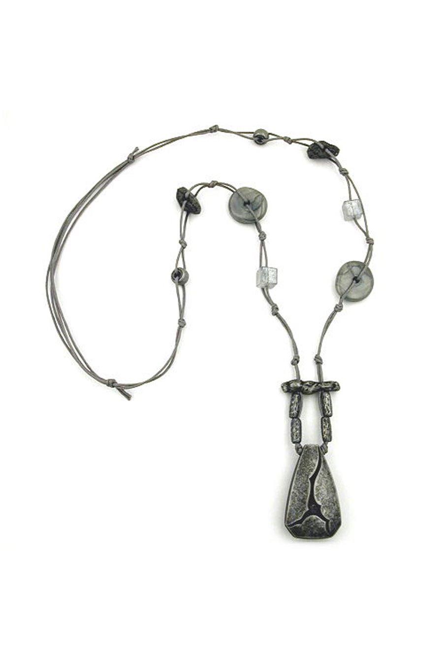 NECKLACE RIPPED METAL GREY-SILVER 95CM
