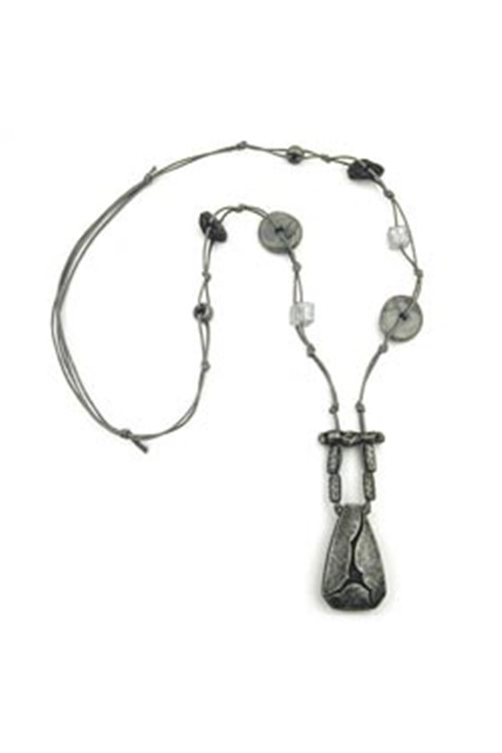 NECKLACE RIPPED METAL GREY-SILVER 95CM