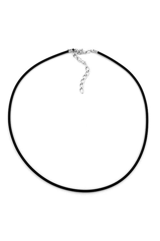 NECKLACE 2MM RUBBER BAND SILVER CLASP 40CM