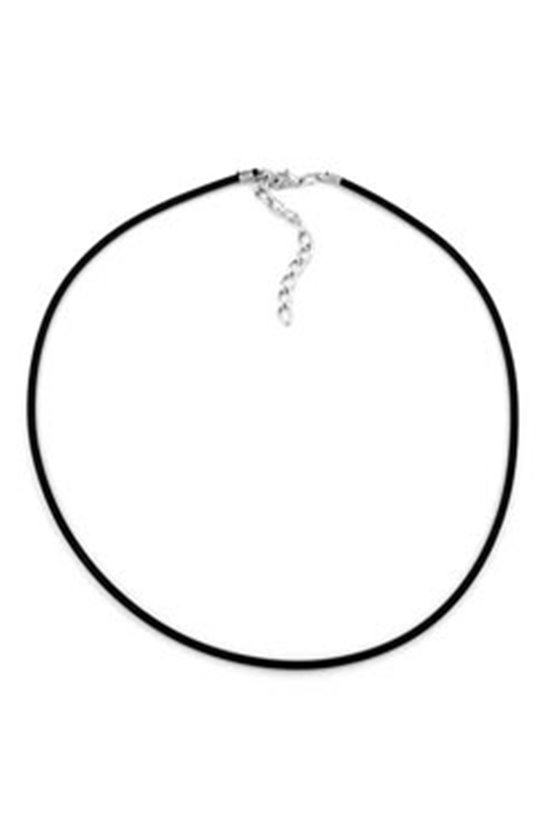 NECKLACE 2MM RUBBER BAND SILVER CLASP 40CM