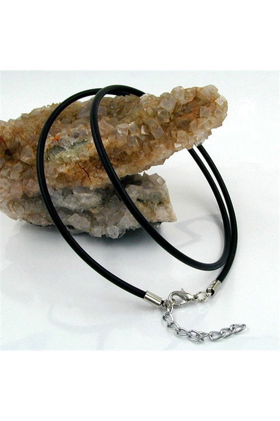 NECKLACE 2MM RUBBER BAND SILVER CLASP 38CM