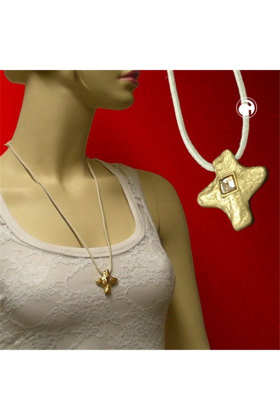 NECKLACE METAL CROSS WITH RHINESTONE