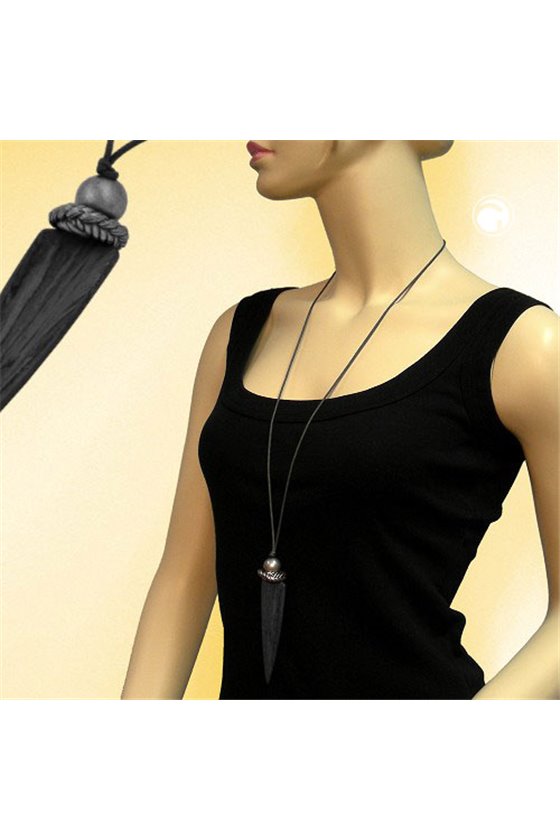 NECKLACE TRIANGLE BLACK-GREY 100CM