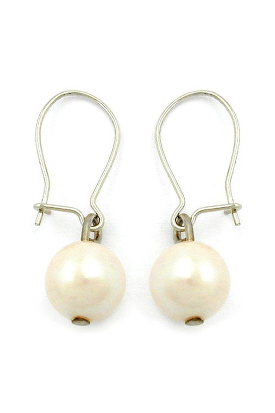 EARRINGS DANGLING GLASS BEAD CREAM