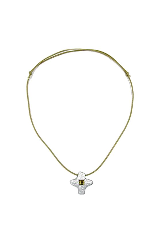 NECKLACE SILVER-COLOURED CROSS WITH RHINESTONE