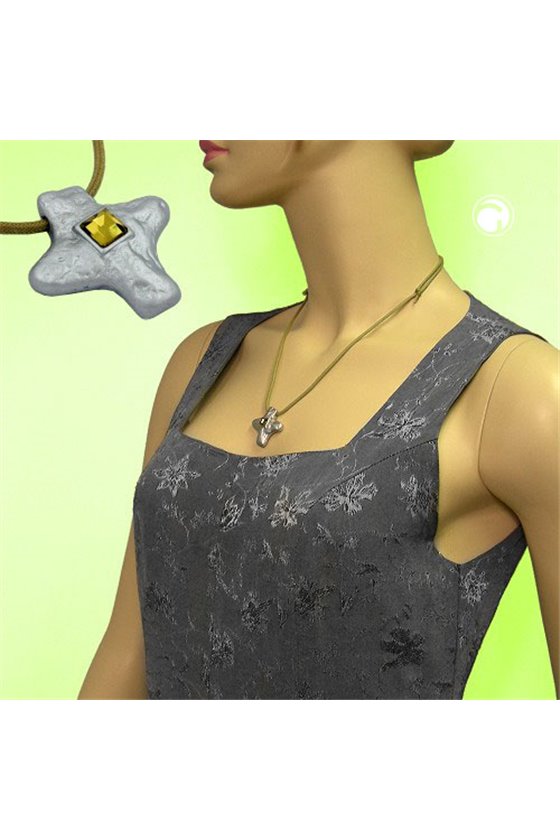 NECKLACE SILVER-COLOURED CROSS WITH RHINESTONE