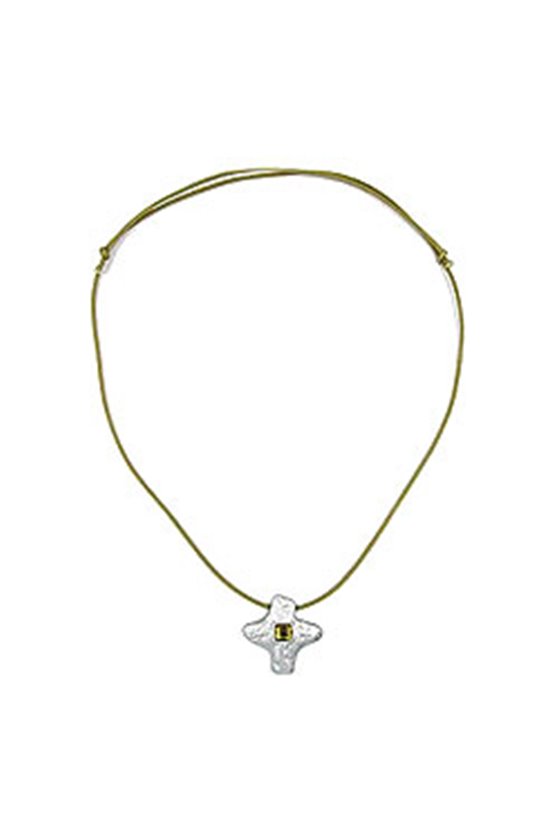 NECKLACE SILVER-COLOURED CROSS WITH RHINESTONE
