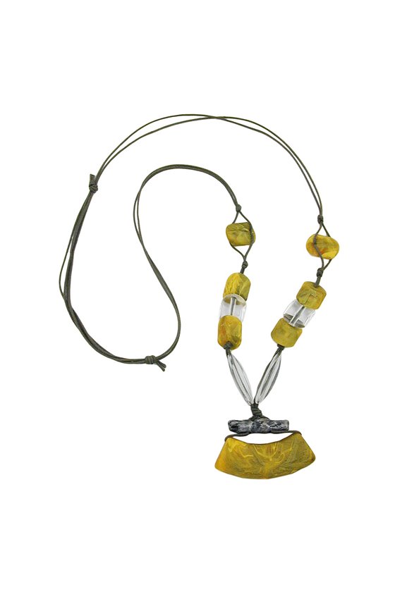 NECKLACE TUBE FLAT CURVED YELLOW-GREEN 95CM