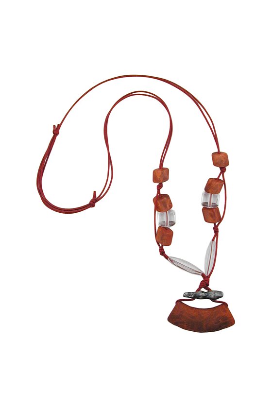 NECKLACE TUBE FLAT CURVED BROWN 95CM