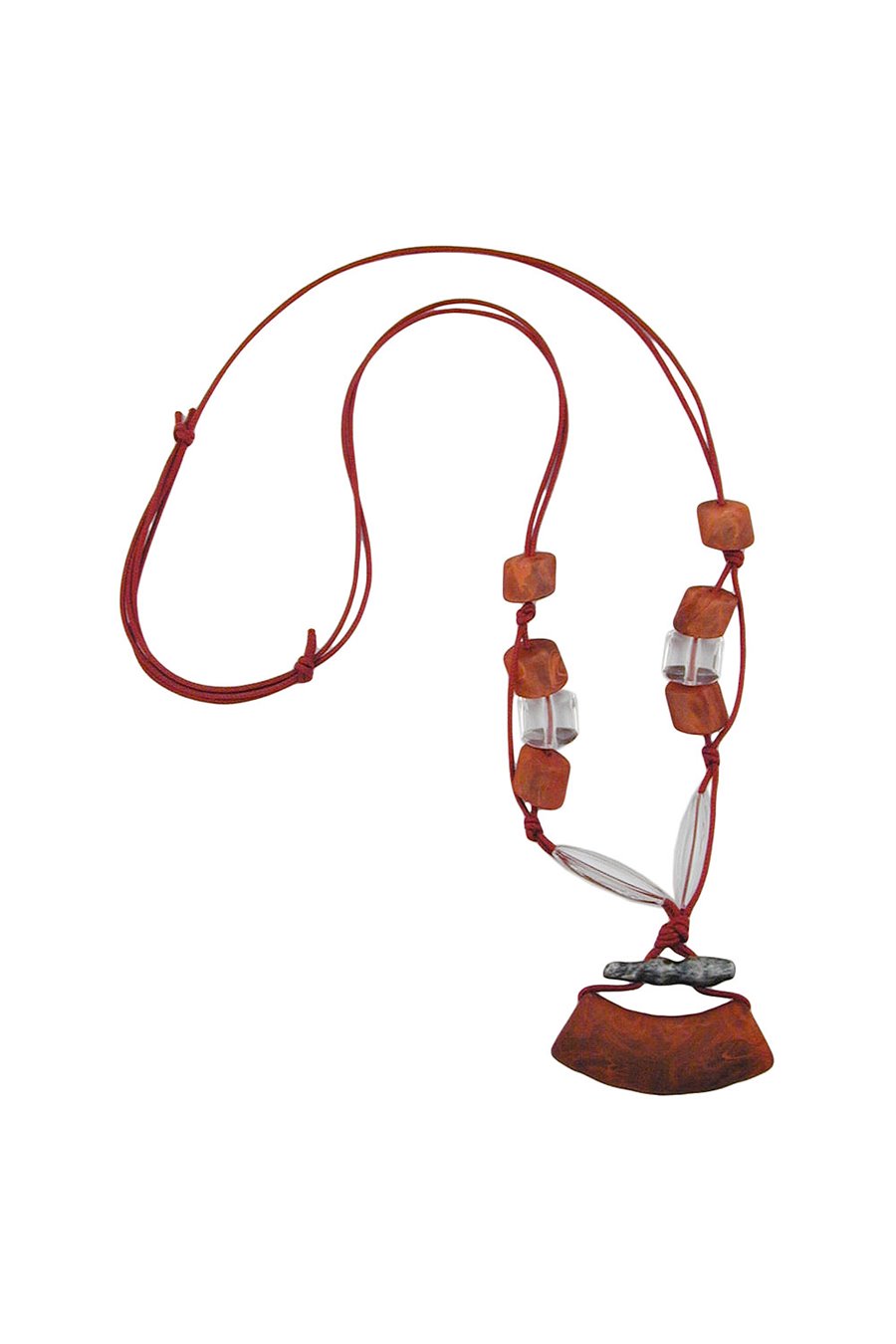 NECKLACE TUBE FLAT CURVED BROWN 95CM
