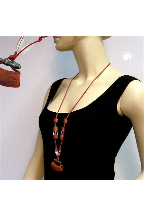 NECKLACE TUBE FLAT CURVED BROWN 95CM