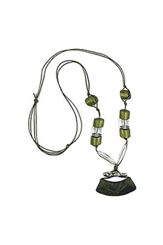 NECKLACE TUBE FLAT CURVED GREEN 95CM