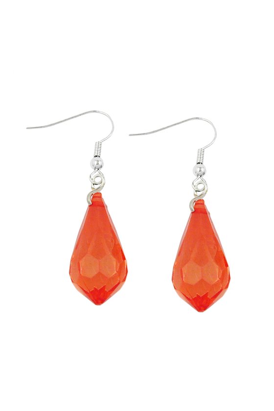 HOOK EARRINGS TRANSPARENT RED GRINDED