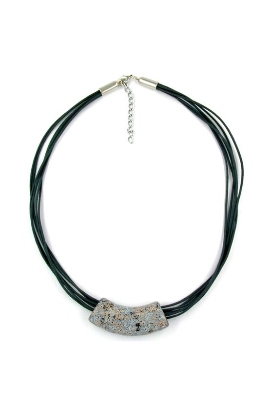 NECKLACE TUBE FLAT CURVED GREY 50CM