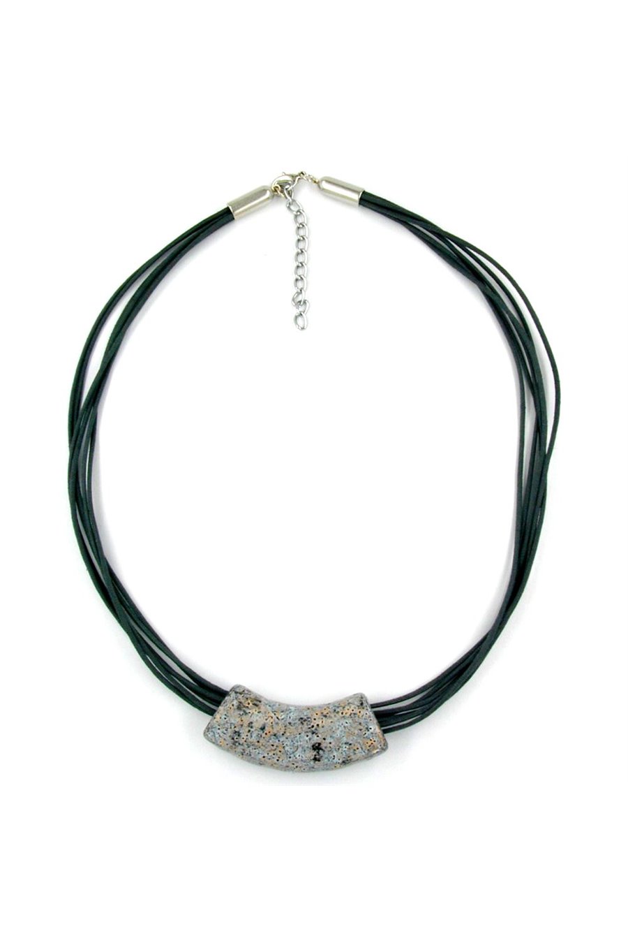 NECKLACE TUBE FLAT CURVED GREY 50CM
