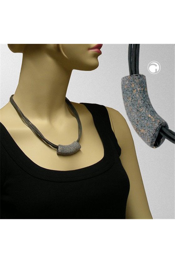 NECKLACE TUBE FLAT CURVED GREY 50CM