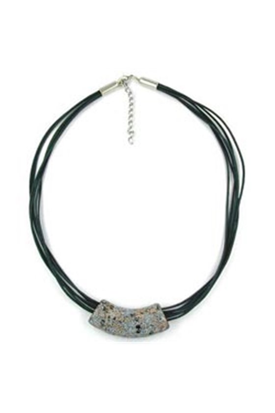 NECKLACE TUBE FLAT CURVED GREY 50CM