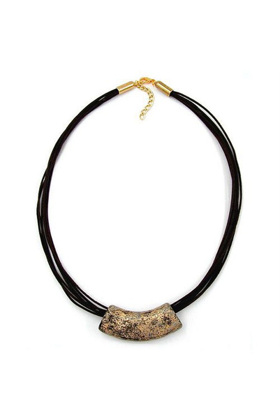NECKLACE TUBE FLAT CURVED STONE-BROWN 50CM