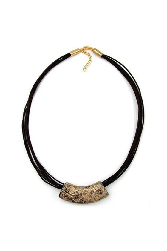 NECKLACE TUBE FLAT CURVED STONE-BROWN 50CM