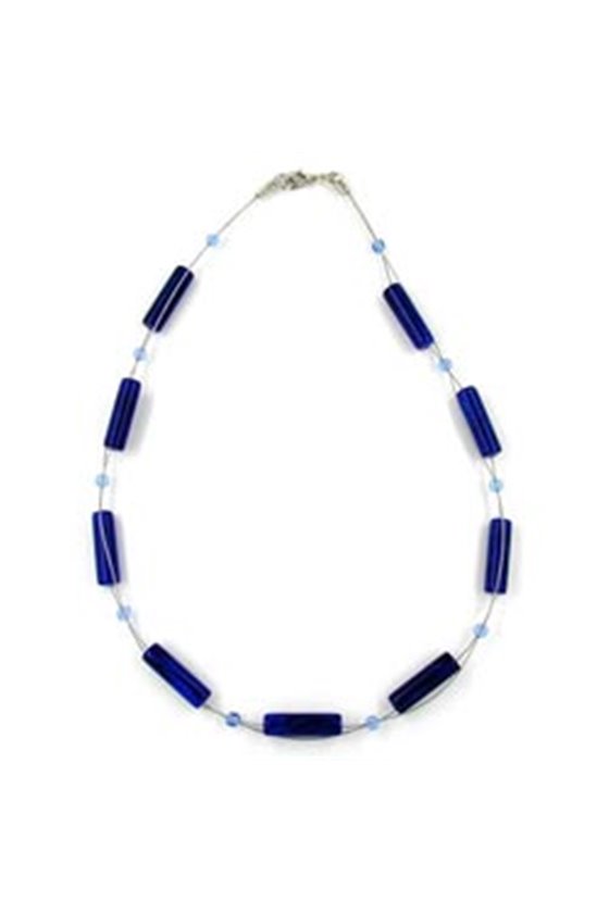 NECKLACE TUBE BEADS BLUE