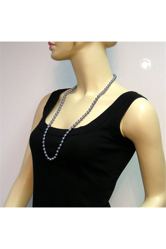 NECKLACE GLASS BEADS ANTHRACITE COLOURED