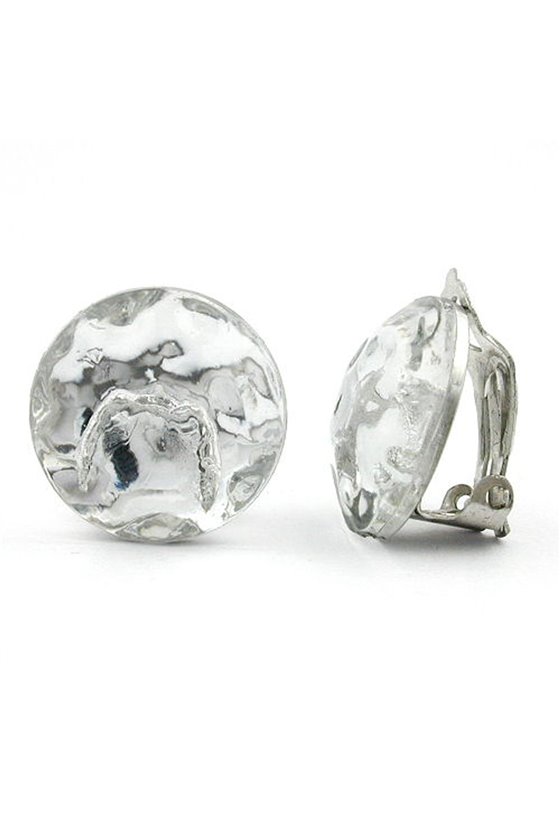 CLIP-ON EARRING TRANSPARENT SILVER COLORED