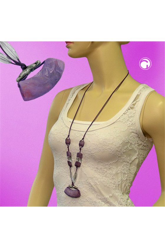 NECKLACE TUBE FLAT CURVED PURPLE 90CM