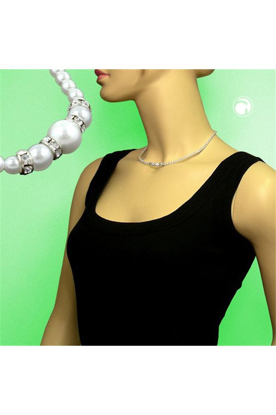 NECKLACE GLASS BEADS RHINESTONES