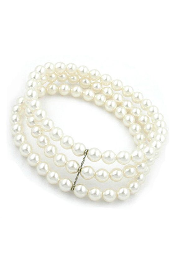 BRACELET GLASS BEADS WHITE WAX 23CM