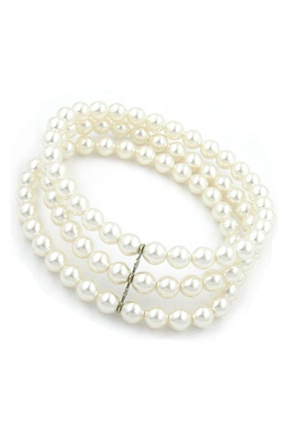 BRACELET GLASS BEADS WHITE WAX 23CM