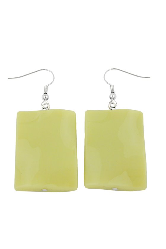 HOOK EARRINGS PILLOW BEAD LIGTH GREEN