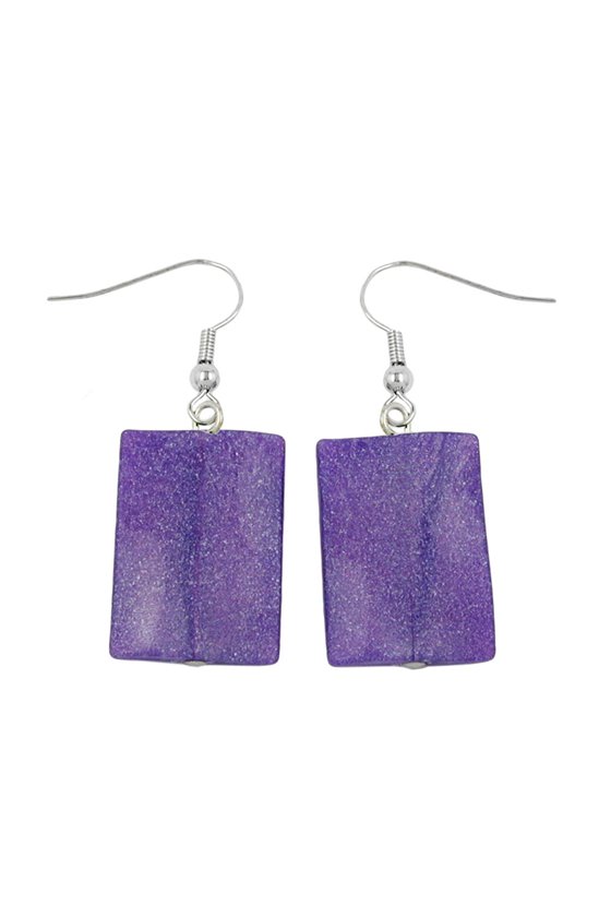 HOOK EARRINGS PILLOW BEAD PURPLE