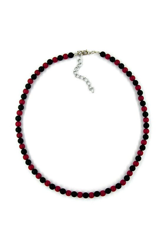 NECKLACE BEADS BORDEAUX/BLACK