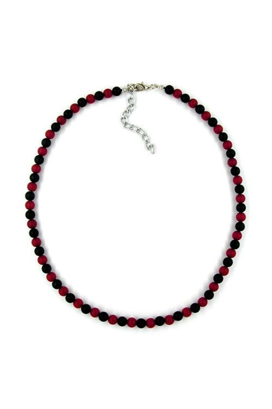 NECKLACE BEADS BORDEAUX/BLACK
