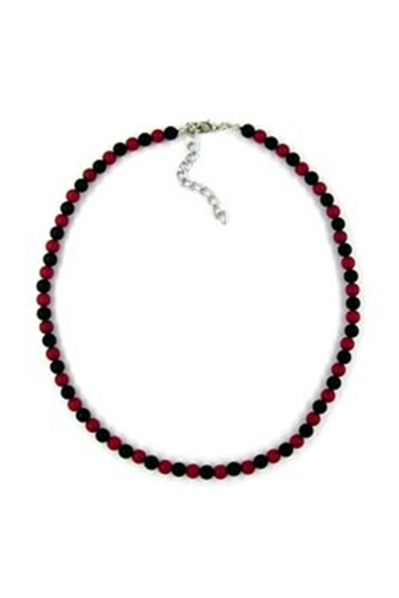 NECKLACE BEADS BORDEAUX/BLACK