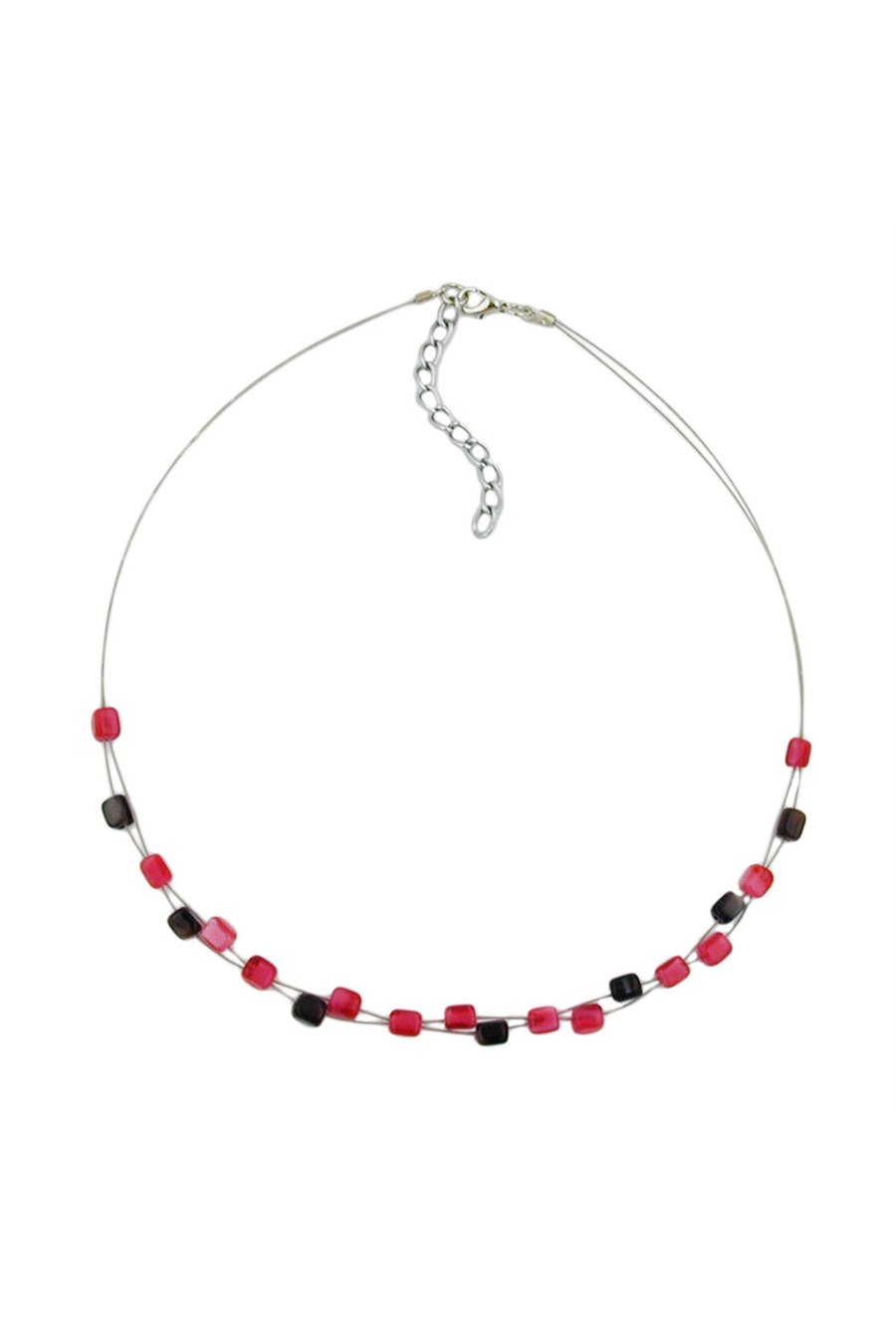NECKLACE GLASS BEADS CUBE BEADS PINK AND BROWN