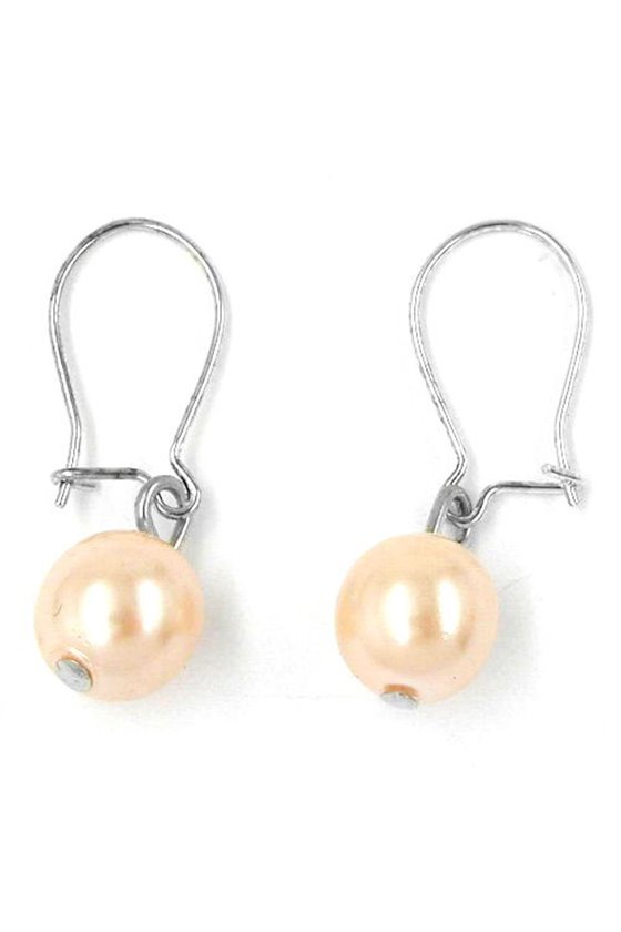 HOOK EARRINGS GLASS BEAD APRICOT COLOURED