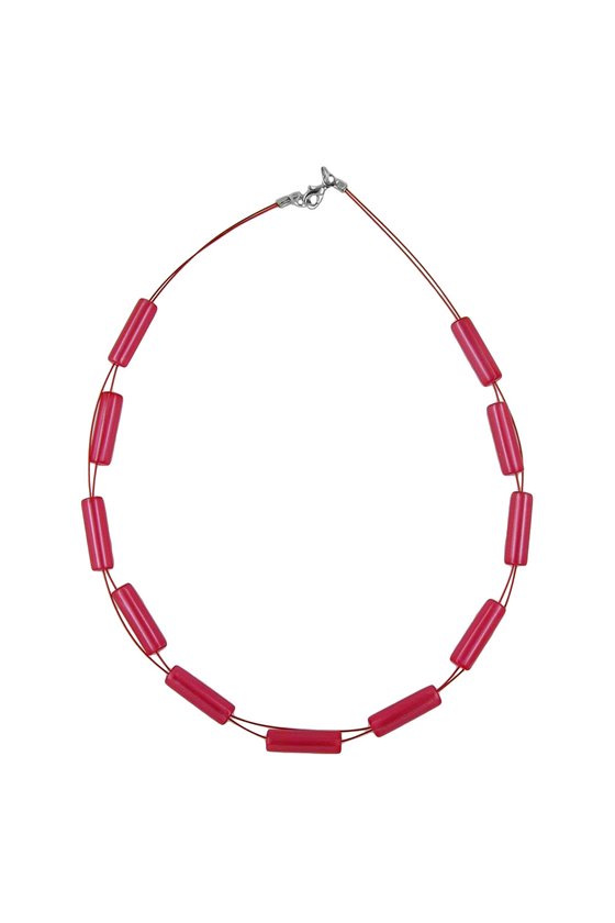 NECKLACE TUBES SHINY RED